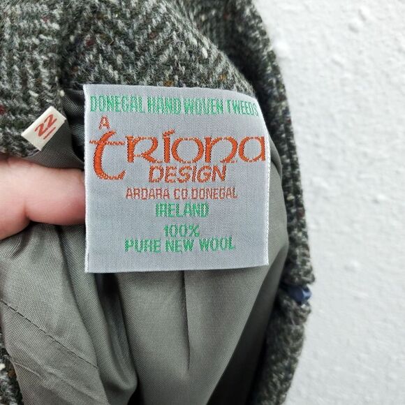 TRIONA Women's Size 100% Pure New Wool Chevron Suit Blazer Skirt Set - Picture 14 of 16